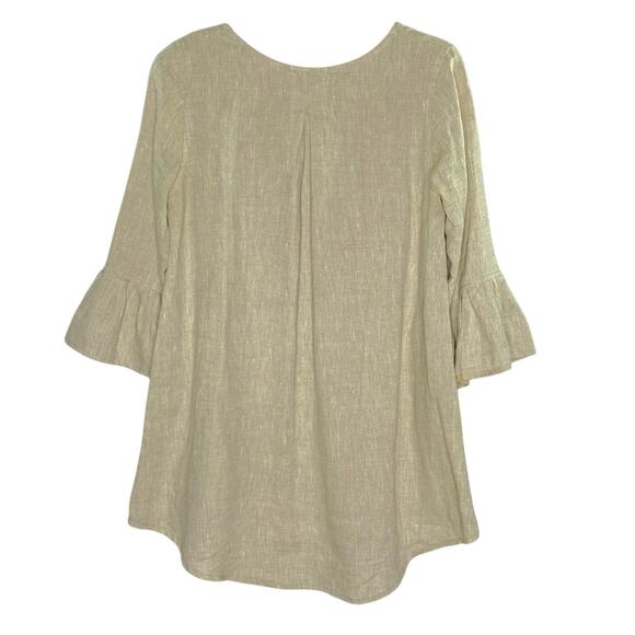 Crown Linen Designs XS Oversized A Line Ruffle Top 100% Linen Lagenlook *flaw - Picture 2 of 11